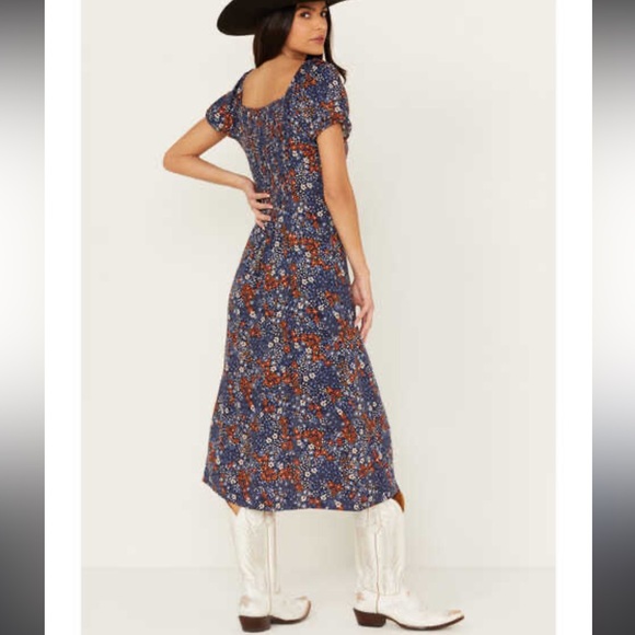 Idyllwind Women’s Beth Ditsy Print Puff Sleeve Midi Dress Red White Blue XL - Picture 4 of 11